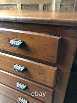 Antique Flat File Cabinet, Antique Map Cabinet, Apothecary Drawer Unit