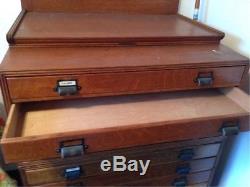 Antique Flat File Cabinet Blueprint, Art, Map, Plans Golden Oak 8 drawers