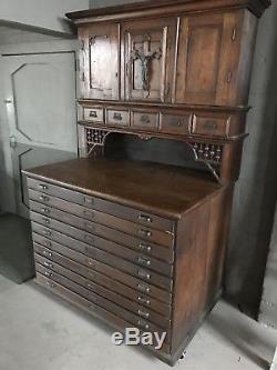 Antique Flat File and Communion Cabinet from Catholic Church