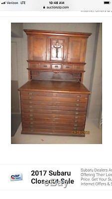 Antique Flat File and Communion Cabinet from Catholic Church