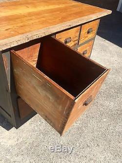 Antique Former General Store Counter Oak Top Kitchen Island Shabby
