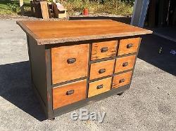 Antique Former General Store Counter Oak Top Kitchen Island Shabby