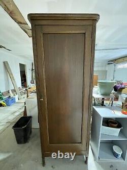 Antique Freestanding Wood Coat Cabinet 1930s