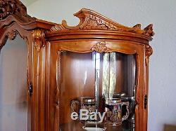 Antique French Baroque Rococo Vitrine Curio Cabinet Painted Decoration Mirror