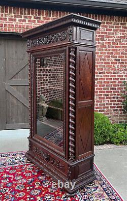 Antique French Bookcase Cabinet Display BARLEY TWIST Oak Renaissance 19th C