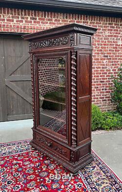 Antique French Bookcase Cabinet Display BARLEY TWIST Oak Renaissance 19th C