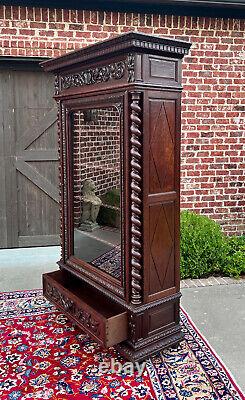 Antique French Bookcase Cabinet Display BARLEY TWIST Oak Renaissance 19th C