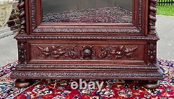 Antique French Bookcase Cabinet Display BARLEY TWIST Oak Renaissance 19th C