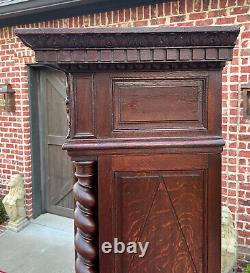 Antique French Bookcase Cabinet Display BARLEY TWIST Oak Renaissance 19th C