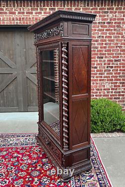 Antique French Bookcase Cabinet Display BARLEY TWIST Oak Renaissance 19th C