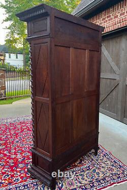 Antique French Bookcase Cabinet Display BARLEY TWIST Oak Renaissance 19th C