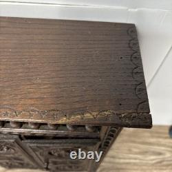 Antique French Breton Salesman's Sample Carved Wood Mini Cabinet Doll Armoire 14