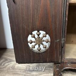 Antique French Breton Salesman's Sample Carved Wood Mini Cabinet Doll Armoire 14