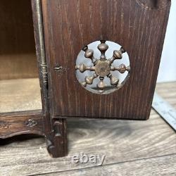 Antique French Breton Salesman's Sample Carved Wood Mini Cabinet Doll Armoire 14