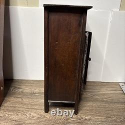 Antique French Breton Salesman's Sample Carved Wood Mini Cabinet Doll Armoire 14