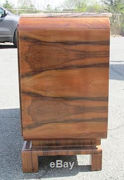 Antique French Burl Wood Marble Top Server Sideboard Art Deco with Modern Appeal