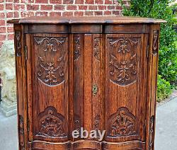 Antique French Cabinet Over Chest 4-Drawers Serpentine Carved Oak c. 1920s