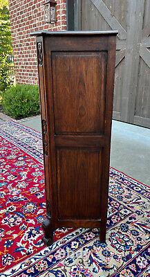 Antique French Cabinet Over Chest 4-Drawers Serpentine Carved Oak c. 1920s