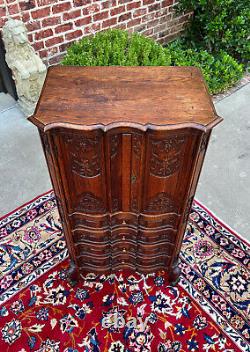 Antique French Cabinet Over Chest 4-Drawers Serpentine Carved Oak c. 1920s