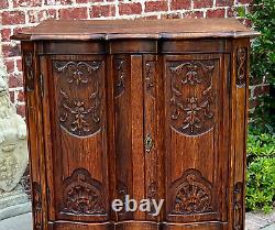 Antique French Cabinet Over Chest 4-Drawers Serpentine Carved Oak c. 1920s