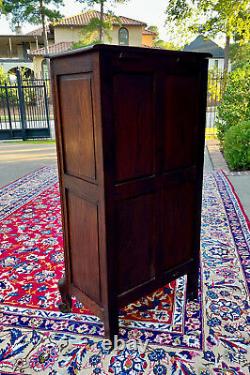 Antique French Cabinet Over Chest 4-Drawers Serpentine Carved Oak c. 1920s