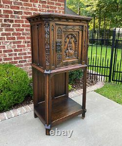 Antique French Cabinet Vestry Altar Wine Bar Sacristy Cabinet Gothic Oak Small