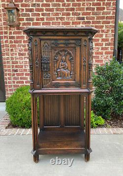 Antique French Cabinet Vestry Altar Wine Bar Sacristy Cabinet Gothic Oak Small