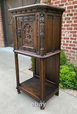 Antique French Cabinet Vestry Altar Wine Bar Sacristy Cabinet Gothic Oak Small