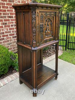 Antique French Cabinet Vestry Altar Wine Bar Sacristy Cabinet Gothic Oak Small