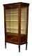 Antique French Carved Walnut One Door Curio Cabinet Withgold Highlights