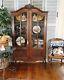 Antique French China Curio Bookcase Carving Shells Old Galls Adj Shelves Old Oak