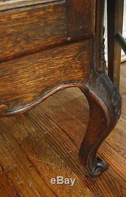 Antique French China Curio Bookcase Carving Shells Old Galls Adj Shelves Old Oak