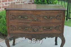 Antique French Country Chest of Drawers Carved Oak Louis XV Commode Cabinet 1900