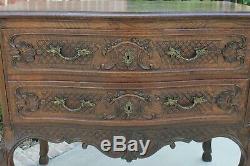 Antique French Country Chest of Drawers Carved Oak Louis XV Commode Cabinet 1900