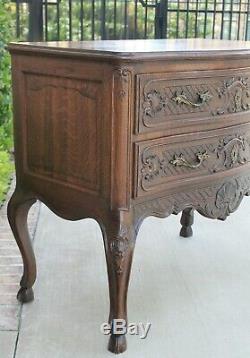 Antique French Country Chest of Drawers Carved Oak Louis XV Commode Cabinet 1900