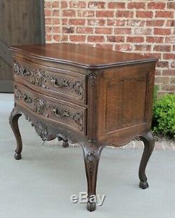Antique French Country Chest of Drawers Carved Oak Louis XV Commode Cabinet 1900