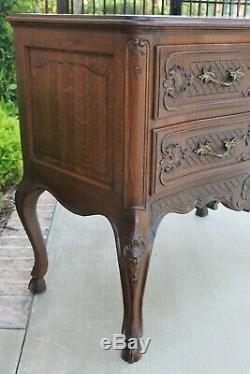 Antique French Country Chest of Drawers Carved Oak Louis XV Commode Cabinet 1900