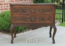 Antique French Country Chest of Drawers Carved Oak Louis XV Commode Cabinet 1900