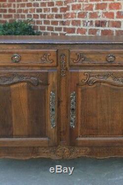 Antique French Country Sideboard Cabinet Buffet Server w Drawers Oak Louis XV