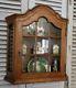 Antique French Country Wall Display Curio Cabinet Divided Glass
