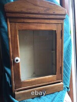 Antique French Country medicine cabinet wood cupboard furniture Pharmacy Hanging