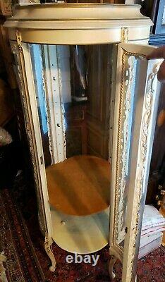 Antique French Curved Glass Vitrine or Curio Cabinet Round SEE THROUGH DISPLAY