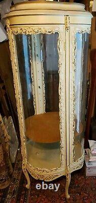 Antique French Curved Glass Vitrine or Curio Cabinet Round SEE THROUGH DISPLAY