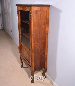 Antique French Display Cabinet/Bookcase in Rosewood Veneer Marquetry withBronze