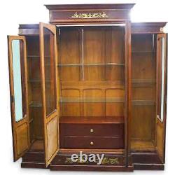 Antique French Empire Mahogany Breakfront Cabinet