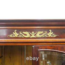 Antique French Empire Mahogany Breakfront Cabinet