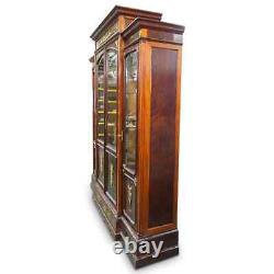 Antique French Empire Mahogany Breakfront Cabinet