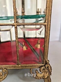 Antique French Figural Table Top Beveled Glass Display Cabinet with One Shelve