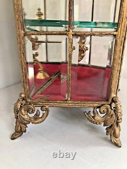 Antique French Figural Table Top Beveled Glass Display Cabinet with One Shelve