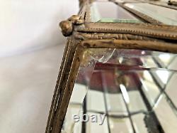 Antique French Figural Table Top Beveled Glass Display Cabinet with One Shelve